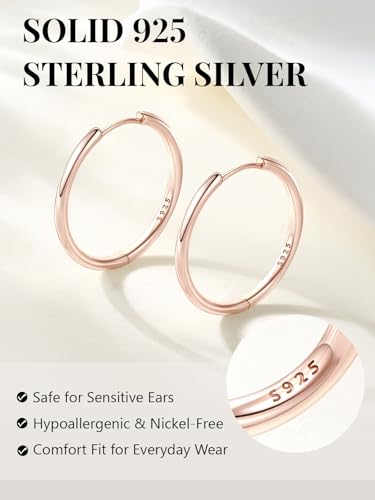 Image of Silvora 14K Gold Plated Huggie Hoop Earrings for Women, Small Sterling Silver Hoops, Hypoallergenic Cartilage Earrings for Sensitive Ears 8 /10 /12 /14 /16 /18 /20MM