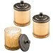 mDesign Bathroom Vanity Storage Organizer Canister Jars for Q tips, Cotton Swabs, Cotton Rounds, Cotton Balls, Makeup Sponges, Bath Salts - Pack of 3, Amber/Bronze