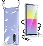 Xperia 10 IV ケース ショルダー クリア SO-52C / SOG07 ケース 耐衝撃 全面保護 エクスペリア 10 IV カバー ストラップ付き スマホケース 調節可能 肩掛け 斜めかけ 縄掛けケース 紐付き 薄型 軽量 取り外し可能 落下防止【透明】