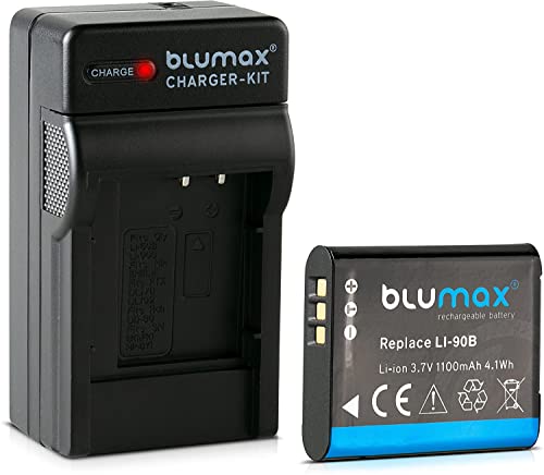 Blumax Batería para Olympus Li 90b / Li 92b 1100 mAh + cargador, compatible con Olympus XZ 2 Tough TG 1 TG 2 TG 3 TG 4 TG 5 SH 50 SH 60 SP 100 EE Traveller SH 1 SH 2 SH 2 SH 2 SH 2