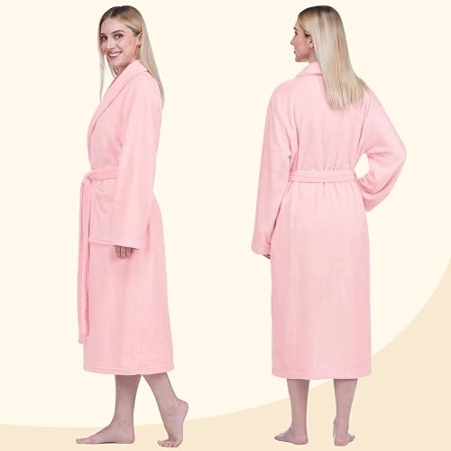 Image of PAVILIA Womens Robe Fleece Plush Soft, Fluffy Fuzzy Cozy Warm Bathrobe, Shower Spa House Long Robe for Women