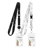 2-Pack Waterproof Retractable Lanyards for Cruise Ship Cards, Marble Print ID Card Holder with Detachable Buckle for Royal Caribbean, Carnival, Disney, NCL Cruise Essentials 2025