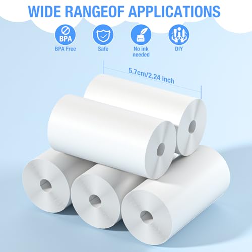 GREENKINDER 5 Rollen Druckpapier für Kinderkamera, Sofortdruck Thermopapier, Nachfüllpapier für Kinderkamera, Sofortbildkamera Druckpapier für Kinder(Für die Sofortdruckkameras des Modells H10)