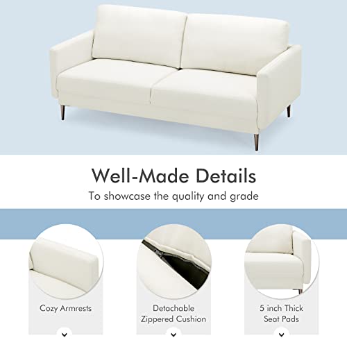 Giantex Modern Loveseat, 2-Seat Sofa Couch W/Comfy Backrest Cushion Solid Metal Legs, Certipur-Us Upholstery Sponge, For Condos Flats Office Reception Rooms, Easy Assembly (Loveseat, White) #TOP4