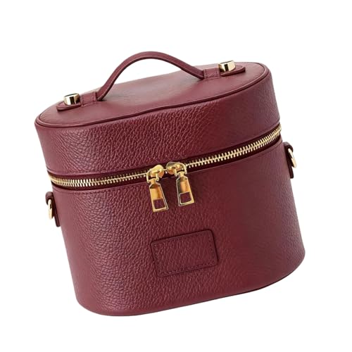 Trousse de toilette en cuir synthétique avec fermeture éclair et bandoulière