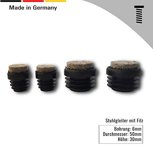 4 piedini per sedia con feltro, per tubi tondi con...