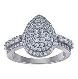 Jewels By Lux Sterling Silver Womens Cubic-Zirconia Tear Drop Fashion Bridal Anniversary Wedding Engagement Band Ring Size 7