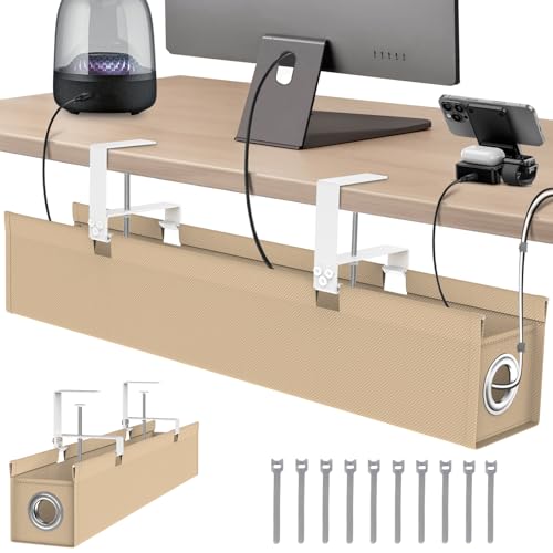 [Upgraded] Large Under Desk Cable Management Tray No Drill, Suolaao 30' Cord Organizer with Oxford...