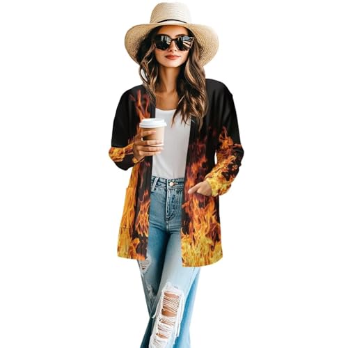 Image of Women's Open Front Cardigan Long Sleeve Loose Sweater Lightweight Soft Cardigan Jackets
