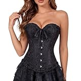 Zhitunemi Renaissance Corset Tops for Women: Black Corsets Plus Size Halloween Costumes - Ren Faire for Renaissance Festival Black Medium
