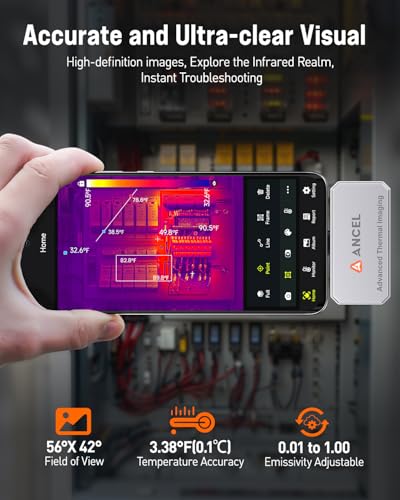 ANCEL IR101 Thermal Imaging Camera for Android (USB-C) Smartphones - 256x192 IR Resolution, 25Hz Frame Rate Infrared Camera, 0.24W Low-Power Accurate Thermal Imager for Home HVAC Plumbing Inspection - Thumbnail 4