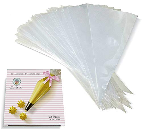 Love2bake 16 Inch Disposable Decorating Bags - 24ct Perfect for Cupcake Decorating
