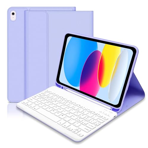 COEZFE Tastiera Custodia per iPad 10 Generazione 10.9 2022/11 Generazione (A16) 11 2025, Italiano QWERTY Rimovibile Bluetooth Tastiera, Slim Custodia con Supporto Pencil per iPad 11a Gen, Porpora