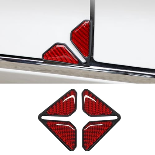 DUSCOKE 2PCS Car Door Protector Edge Guards for Door Corner, Carbon Fiber Anti-Collision Front Doors Corner Protector Self-Adhesive Sticker, Universal Vehicle Decoration Accessories (Red)