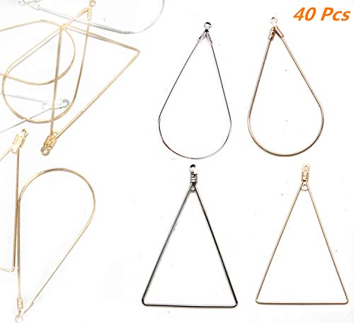 Xinhongo 40 Pcs Teardrop and Triangle Beading Hoop Earring Finding with Loop Jewelry