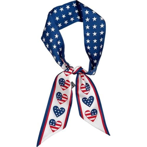 Fituenly Foulard Américain pour Femme, Foulard Soyeux, Bandana pour, Accessoire pour À Main, Foulard Imprimé USA pour Fête Nationale Américaine du 4...