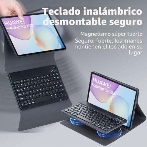 Funda con teclado para Huawei MatePad 11.5 2025 y ratón bluetooth 5