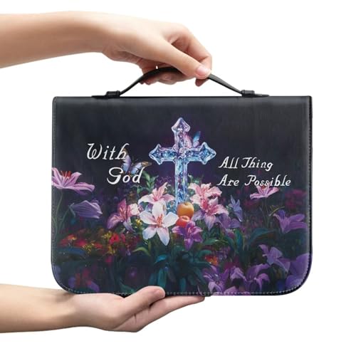 Bible Cover Bag for Women Girls PU Leather Bible Handbag with Handle Portable Tote Bag for Bible Study Supplies2