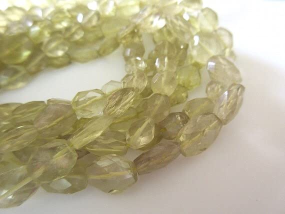 Quartz Citron Perles Facettées Haut de Gamme LKBEADS Ovales 8mm en Fil Naturel