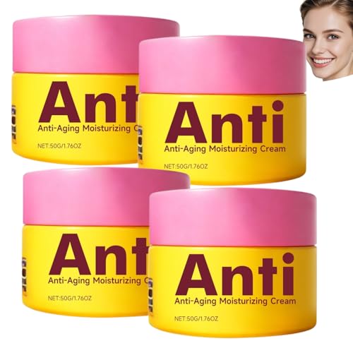 Crema hidratante facial antiedad NAD+ crema facial para piel seca, multiácido hialurónico, cuidado de la piel alisadora y reafirmante para mujeres y hombres, 50 g (4 unidades)