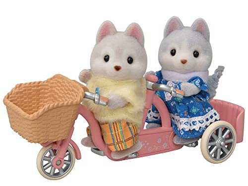 Calico Critters Husky Brother & Sister's Tandem Cycling Set, Dollhouse Playset with Figures and Accessories