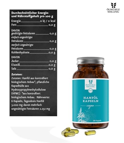 Ölmühle Solling - Hanföl Kapseln BIO 180 stk.