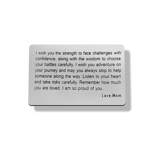 Inspirational Gift from Mom Metal Wallet Insert Card to My Son Gift Daughter Gift Encouragement Gift for Teen Girl Boy Family Gifts Engraved Wallet Insert Card Birthday Graduation Gift Jewelry