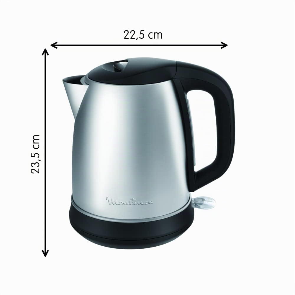 Moulinex Subito Select BY550D Hervidor Eléctrico 2400 W con 1.7 L de Acero Inoxidable, indicador de Nivel de Agua, Tapa con bisagras de Apertura, Filtro antical extraíble y de Color Negro, 1.7 litros