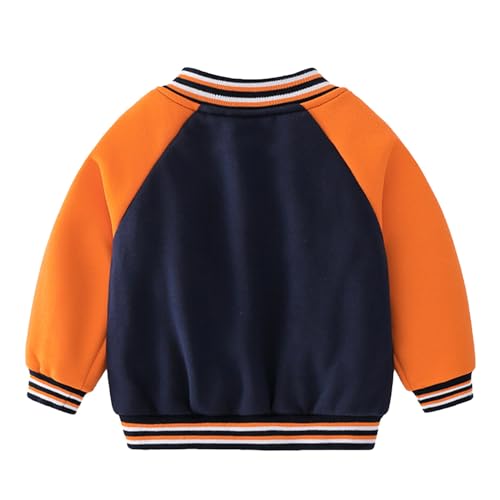 Image of Volunboy Kids Baseball Jacket Varsity Letterman Coat Fall Winter Fleece Bomber Vintage Outerwear