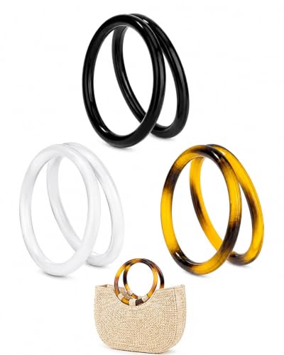 QEDBOJE Asas para Bolsos 6 Piezas, Resina Duradera Negro Blanco Carey, para Ganchillo DIY y Reemplazo Elegante