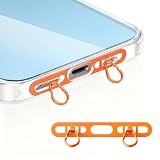 [TOUFEIYUAN] スマホストラップホルダー ダブルリング 2点吊りタイプ 超薄型0.4mmステンレス製 充電妨害なし 落下防止・盗難防止 全機種対応 スマホショルダーストラップ取付アダプター (オレンジ)