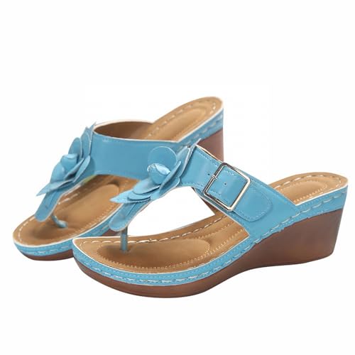 Sandales compensées confortables à boucle pour pieds sensibles