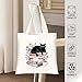 Imagen de ZORVYN bolso tote bag mujer con diseño de gato negro y libros estética bolsa tote bag tela como regalo para amantes de los gatos mujeres bolso de hombro para universidad trabajo y compras