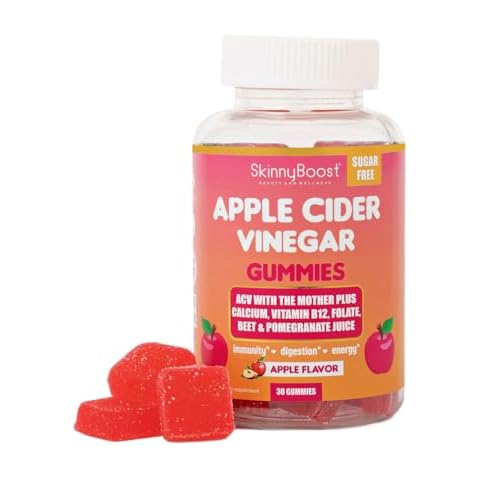 SkinnyBoost Sugar Free Apple Cider Vinegar Gummies-30 ct-Made with The Mother Plus B Vitamins, Calcium, Magnesium, Folate, Pomegrante and Beet Juice, All Natural, Made in The USA Cover