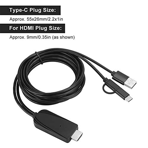 Cabo USB/Tipo-C 2M HDMI, Espelhamento de tela USB-C para HDMI Suporte Cabl Bluetooth/Miraplug APP pa