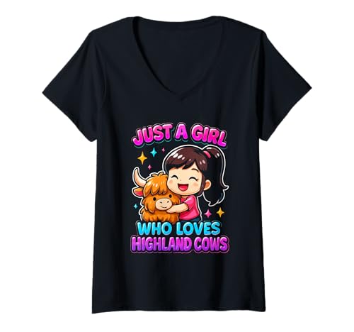 Mujer Just A Girl Who Loves Highland Cows Mujeres Chicas Camiseta Cuello V