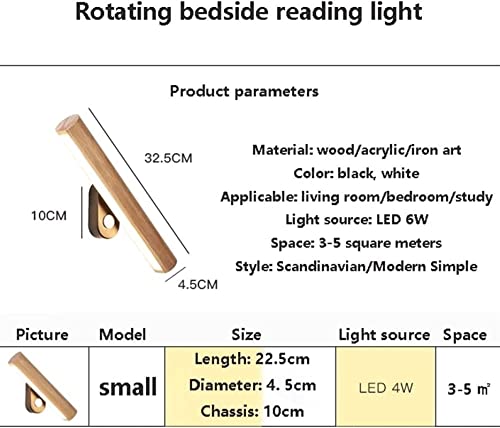 Lámpara de pared de madera rotativa LED de estilo moderno con interruptor 7
