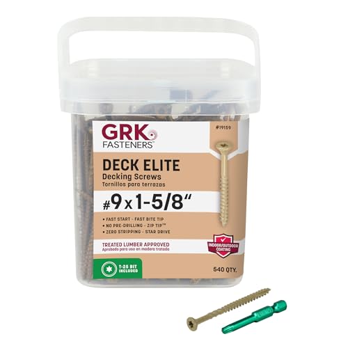 GRK 19159 Deck Elite #9 1-5/8 in. Star Drive Bugle Head Corrosion Resistant Treated Lumber Decking Screws 540/Box