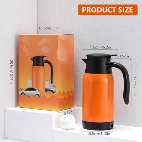 ZOYDP Wasserkocher Auto 1000ml, 12V Auto Wasserkocher, 12v Wasserkocher mit Temperatureinstellung, Edelstahl Wasserkocher Auto zigarettenanzünder, Elektrischer Wasserkocher für 12V 100W Auto Lkw