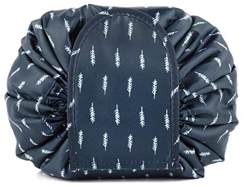 Preisvergleich Produktbild Portable Reißverschluss Make-up Tasche Lazy Kosmetische Aufbewahrungstasche Große Kapazität Reisetasche, Mode-Muster Design, Außen Wasserdicht, Quick Pack für Frauen (Blue Feather)