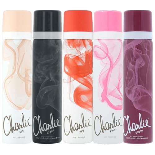 Charlie 5 Body Spray Bundle Giftset for Women – Includes 75ml Chic, Black, Pink, Touch & Red Fragranced Body Sprays – Long-Lasting Fresh Scent Collection Ideal for Everyday Use or Gifting