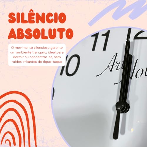 Relógio De Parede Redondo 22cm Para Cozinha Sala De Estar Escritório Quarto A Pilha Ponteiro Silenci