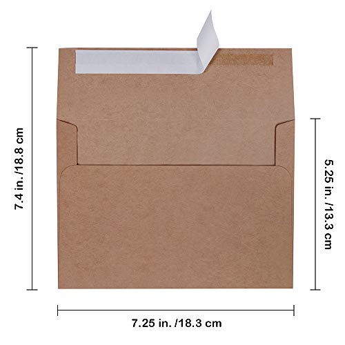 Supla 150 Pcs A7 Invitation Envelopes In Brown Kraft Peel & Seal Self Seal 5 1/4 X 7 1/4 Envelopes 100Lbs. Paper Stock For Weddings Shower Invitations Mailings Announcements 5 X 7 Greeting Cards #TOP1