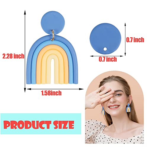 Rainbow Polymer Clay Earrings For Women And Girls, Handmade Multicolor Drop Dangling Stud Boho Bohemian Teacher Earrings Vintage Tassel Retro U Shape Ceramic Clay Earring Pendant Jewelry #TOP2