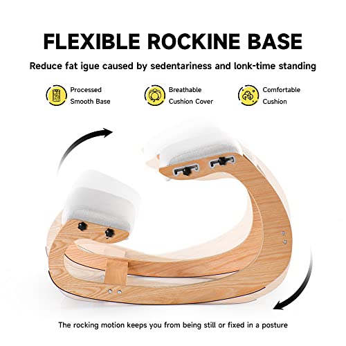 Mallvitally Adjustable Kneeling Chair, Wooden Ergonomic Rocking Chair - Improve Your Posture With An Angled Seat For Home,Office(White Oak) #TOP4