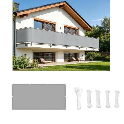 Brise vue balcon extérieur imperméable coupe-vent gris clair 7m - 2