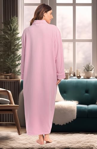 Image of Alexander Del Rossa Long Zip Up Robes, Plush Zipper Robes for Plus Size, Housecoats Zipper Front