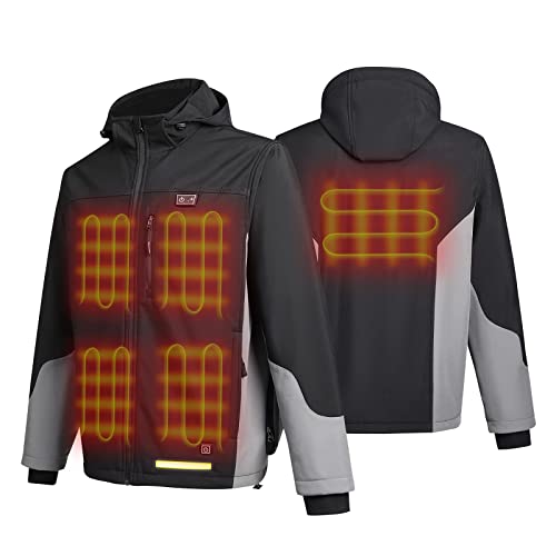 PROSmart Chaqueta calefactada para hombre - Chaqueta térmica impermeable abrigo eléctrico chaquetas calientes para hombre con batería de 5000 mAh recargable, Black+LED, M Cover