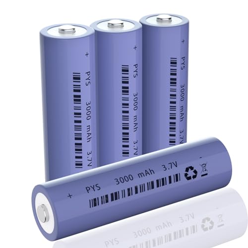 3.7V Rechargeable Battery REACELL 3000mAh Large Capacity Button Top NiMH Batteries with Case, Perfect for Flashlight,Small Fan,Camera,Doorbell,Headlamp (4 pack+box)