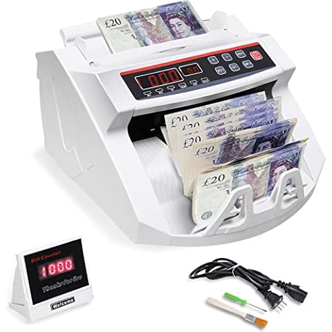 TANGZON Banknote Counter, Counts Over 1000 PCS/Min, UV/MG Counterfeit Detection, Multi-Currency Bill Counting Machine with Dual LED Displays & Hidden Carry Handle, Bank Shop Money Cash Machine Cover